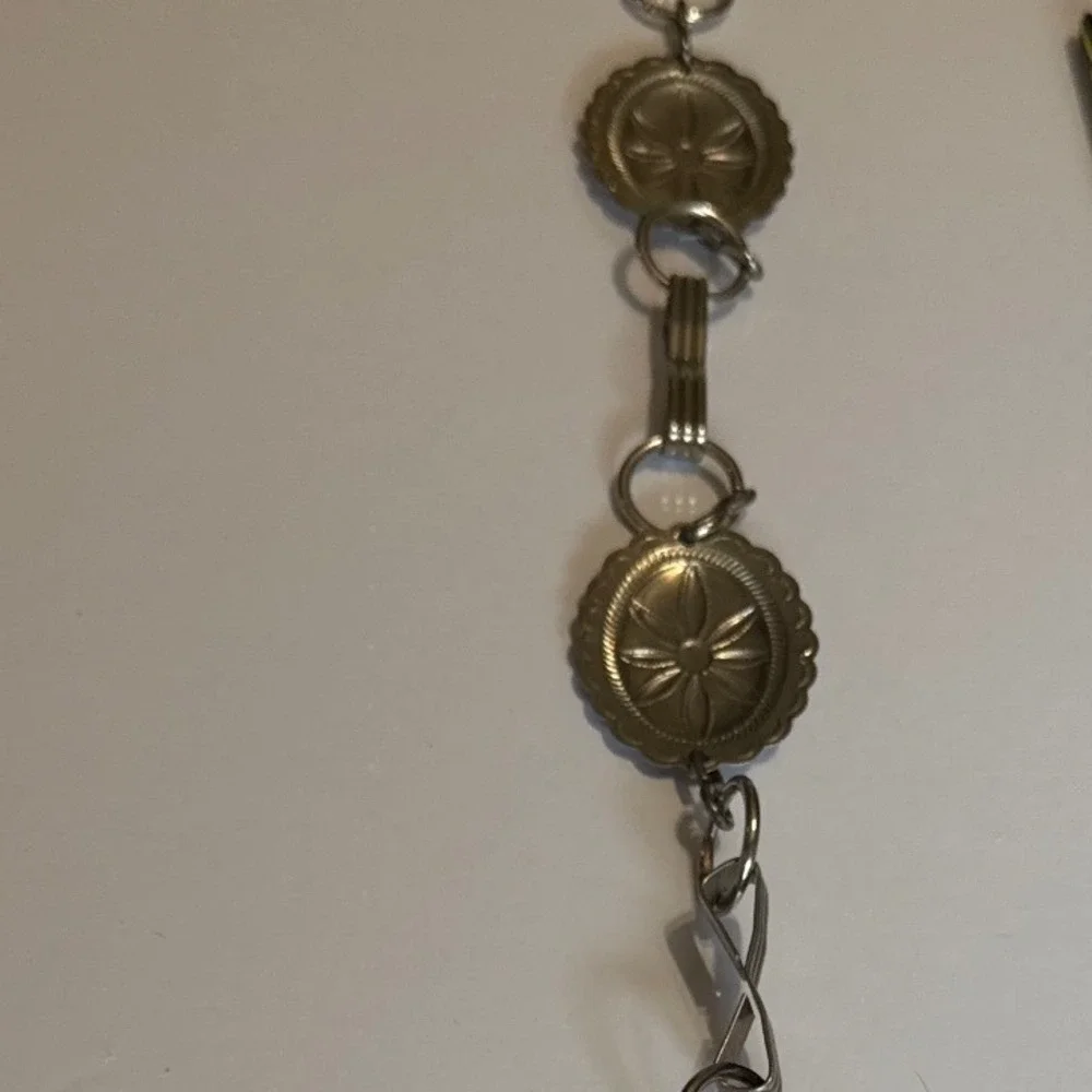 Concho Chain Belt Womens OS Silver Excellent Western Boho Sunburst